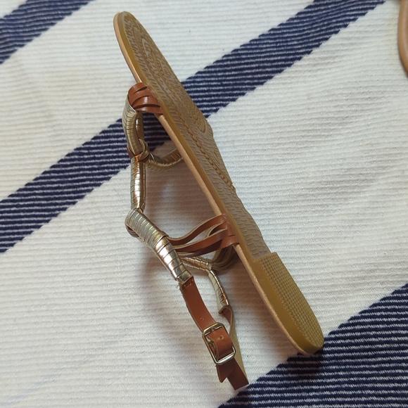 Coiled Gold Strappy Flat Sandal - Picture 9 of 13